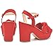 syztsho Women's Platform Heels Ankle Strap Sandals Peep Toe Suede Wedges Sandal Fashion Wedding Sexy Dress Block Chunky High Heel Pumps Red Size US 8.5 CN 40