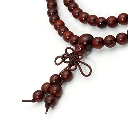 Image of Eigso 6mm 8 mm Natural Mala Beads Wristlets for Women Men 108 Lava Rocks Healing Tibetan Prayer Bracelet Necklace for Man Woman
