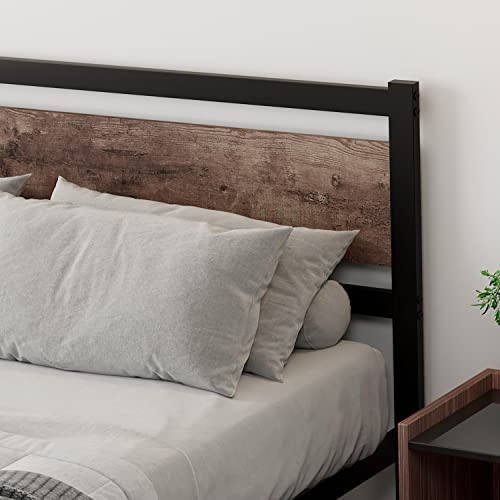 ZIORS Bed Frame with Wooden Headboard, Heavy Duty Metal Platform Bed Frame, No Box Spring Needed, Mattress Foundation Platform, Noise-Free,Twin XL/Queen/King, Queen - Thumbnail 7