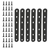 siduytin Schwarze, gerade Metallwinkel, Verbindungsplatte, robustes Reparaturbefestigungselement mit Befestigungsschrauben, Möbelrestaurierung, Reparatur, Verbindungswinkel für Holzmöbel