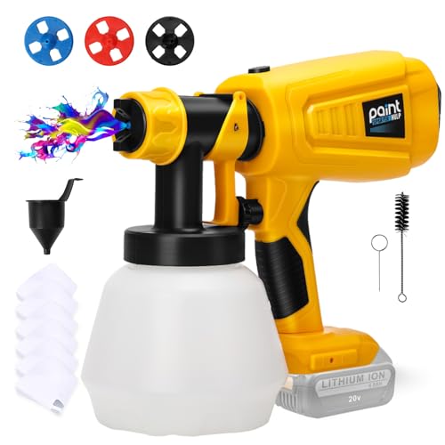 Cordless Paint Sprayer for Dewalt 20V MAX Battery, HVLP Spray Paint Gun with Brushless Motor and Copper Nozzle, 39000RPM, 800ML Container, for Furniture Home House Painting (No Battery)