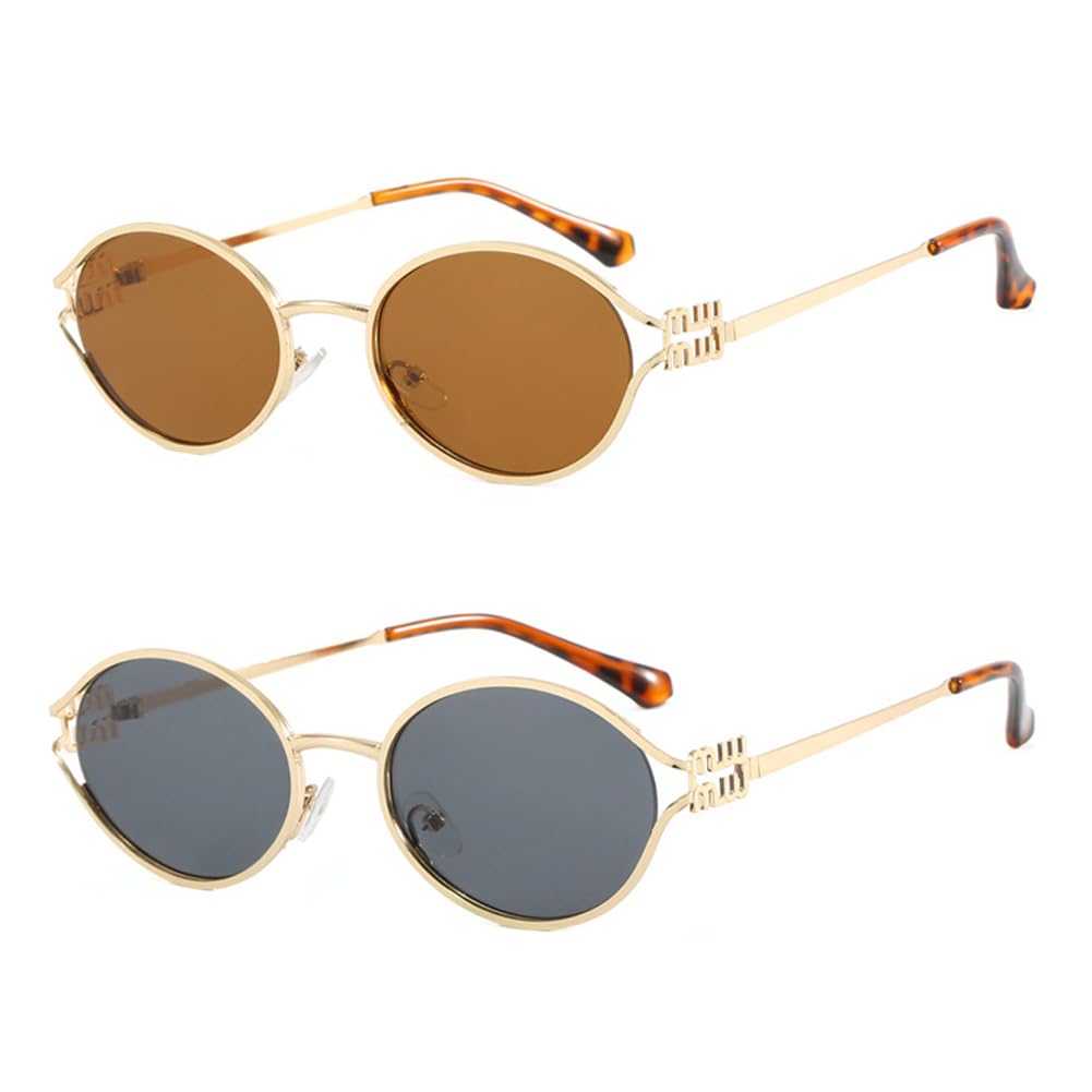 Oval Sunglasses Womens UV400 Protection Gold Metal Frame Solid/Gradient Lenses Luxury Ladies Sun Glasses Personality Sunnies Outdoor Street Daily Vacation Travel