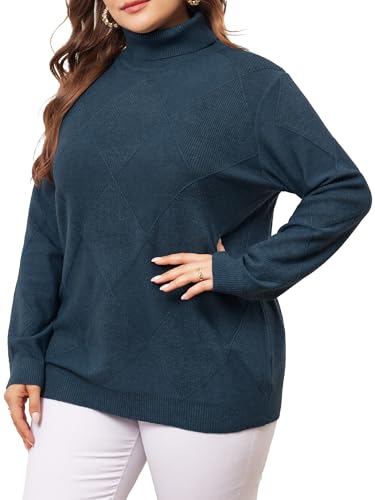 Image of Agnes Orinda Plus Size Pullover Sweaters for Women Lightweight Long Sleeve Turtleneck Novelty Sweater