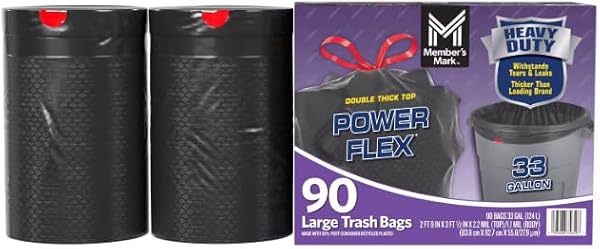 Member's Mark 33-Gallon Power Flex Drawstring Trash Bags 90 ct. - 1
