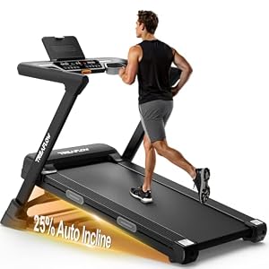 TREAFLOW Treadmill with 0-25% Auto Incline, 3.5 HP Folding for Home Running, 10.0 MPH Max Speed, 300 lbs Weight Capacity, Bluetooth Speaker.