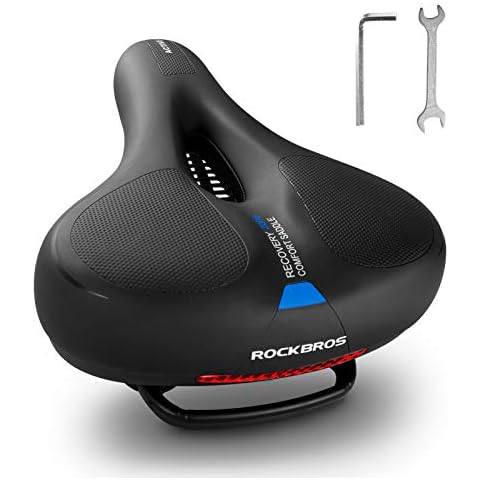 ROCKBROS Bike Seat Comfort Bike Saddle Mountain Bicycle Accessories for Men Women Soft Wide Bike Seat Cushion Dual Shock Absorbing with Reflective Strip Cover