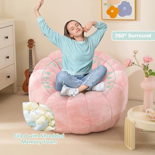 IEVENW Pumpkin Bean Bag Sofa Chair, Bean Bag Chair with Filler for Teens, Kids, Toddler, Comfy and Lazy Sofa for Dorm, Apartment, Living Room and Bedroom, Orange by IEVENW - Image 5