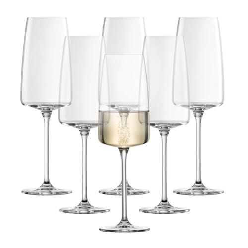 ZWIESEL GLAS Sensa Sparkling Wine Glass (Set of 6), Champagne Glasses with Effervescent Point, Dishwasher-Safe Tritan Crystal Glasses, Made in Germany (13 Ounce)
