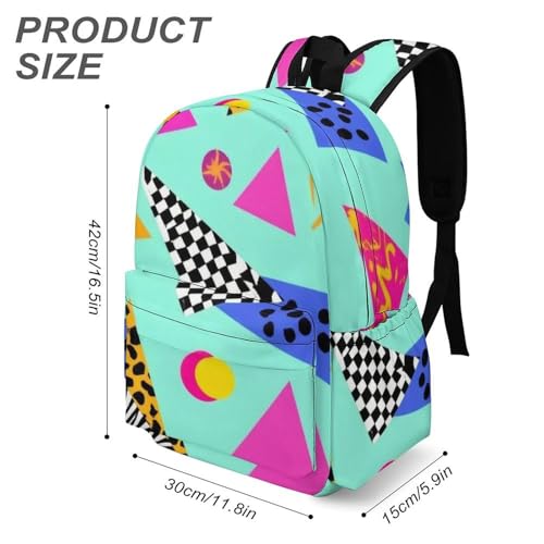 Men's Anti Theft Laptop Backpack Casual Daypack Lightweight Travel Bag Laptop Hiking Backpack Geometric Checkered Zebra Tiger Leopard Print Mint Green Retro 80s 90s3
