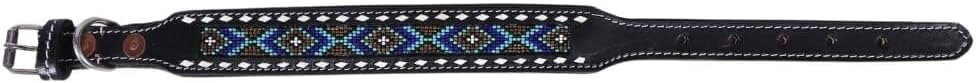 Leather Dog Collar Extra Small Size Western Style Heavy Duty Hand Tooled Adjustable Beaded and Padded Soft for Puppies and Big Dogs 10IS002-XS