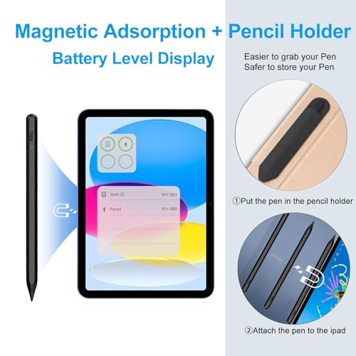Image of Stylus Pen for iPad 2018-2026 with Palm Rejection, Apple Pencil for Pad11th /10th /9th /8th /7th /6th Gen, iPad Pro 11 /12.9 inch, New iPad Air 2026 11&13-inch(M3 /2) /5th /4th /3th Gen, iPad mini 6th /5th