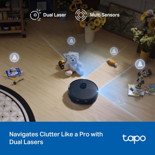 Tapo RV50 Pro Omni 15000Pa Suction Robot Vacuum Cleaner with Mop, All-in-One Dock(60°C Hot Water Wash/Dry), Auto Mop Removal & Hair Cutting Brush, DeepEdge Cleaning, Dual-Laser, Robot Hoover, Alexa - Image 8