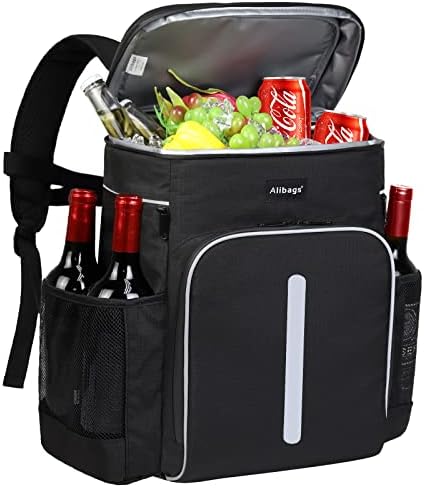 Alibags Cooler Backpack 33 Cans Insulated Waterproof & Leak Proof Lightweight Hiking Beach Lunch Travel Camping for Men and Women (Black)