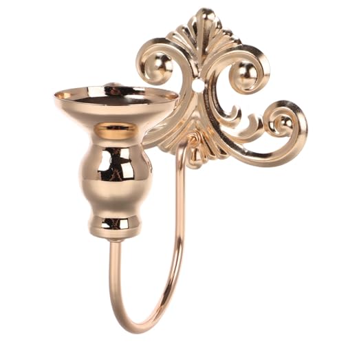 Warmhm Portacandele Da Parete in Ferro Battuto Dorato, Applique Decorativa Bordi Rialzati Per Maggiore Sicurezza, Design Vintage Per Sala Da Pranzo, Soggiorno e Ufficio, Resistente e Stabile