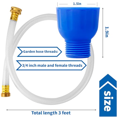Image of Garden Hose to Antifreeze Bottle Adapter Kit (2 Pcs), Allows Easy and Leak-Free Pouring Of Antifreeze from Buckets To RVs, Trailers,Campers and Boats,All-in-One Male and Female Twist Connect Adapter