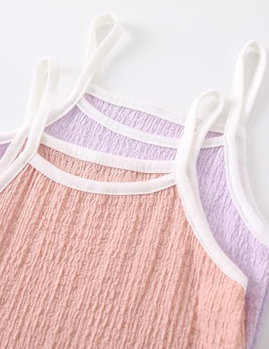 Image of Girls Summer Clothes 4 Piece Cute Outfits Cami Tank Top and Dolphin Shorts Sets for Kid Casual, Dance, Beach