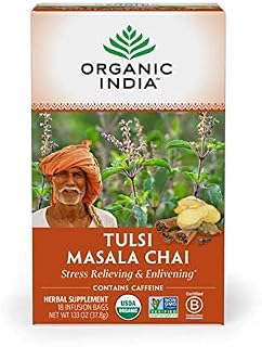 ORGANIC INDIA Tulsi Chai Masala Tea, Immune Support, Organic, Non-GMO, and Fair Trade