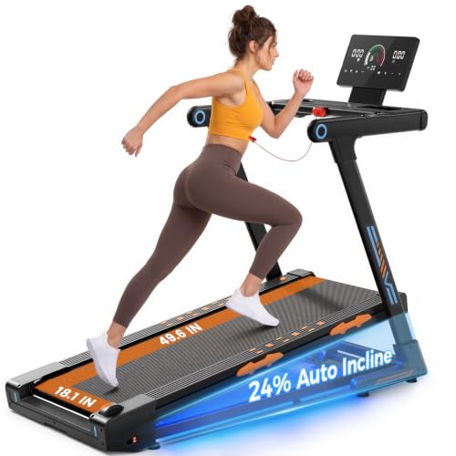 Image of JAGJOG Foldable Treadmill with 15% Auto Incline, 8.8 MPH, 300 lb Capacity