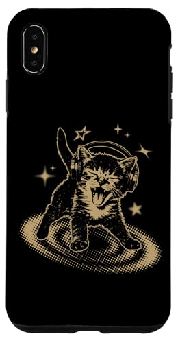 90s Y2K Cat Headphones Stars Silly Grunge Vintage Graphic �X�}�z�P�[�X iPhone XS Max �p
