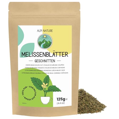 Alpi Nature Melisa Infusión 125g, Hojas de Melisa Secas y Cortadas para Infusión, Té Suelto