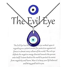 Evil Eye Necklace,Blue Turkish Glass Leather Rope Evil Eye Pendant Necklace for Women Men Lucky Protection Jewelry
