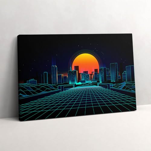 Tableau photo sur toile cyberespace urbain pour salon moderne