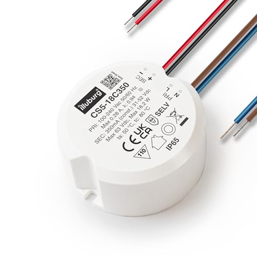 illuburg Transformador LED Impermeable IP65 350mA Corriente Constante 11W - 18W Alimentador Fuente de Alimentación