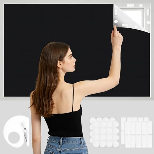 NUTKIT Estores Opacos sin Taladrar,300x145CM Estor Blackout Portátil,Tela Opaca para Ventanas con Revestimiento Térmico Aislante con Velcro, Cortable Foscurit, para Camper, Oficina y Salón,etc(Negro)