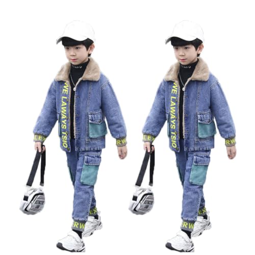 [LXIGAFFU] �q���� �j�̎q �f�j���X�[�c ���N�� �W���[�W �㉺�Z�b�g ���� �{�[�C�Y �W���[�W ���� �H �~ �ۉ� �h�� �^���� 2�_�Z�b�g �J�W���A�� �t�@�b�V���� �g���� �؍��� (�u���[ 1,150CM)