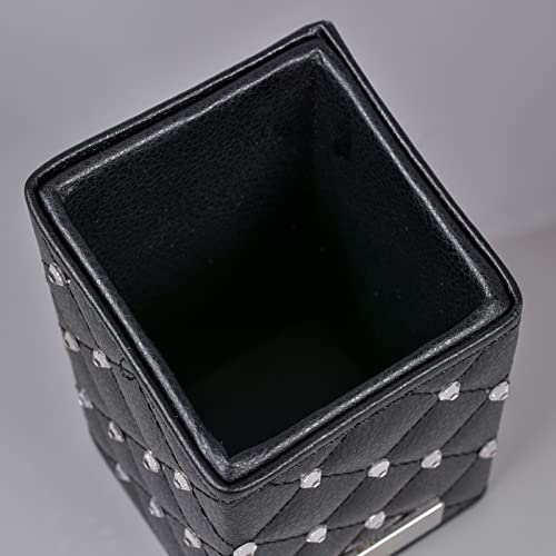 LORYP Makeup Brush Holder Crystal Brushes Cup Black PU Make up Brush Case Bag Storage for Women (Black)