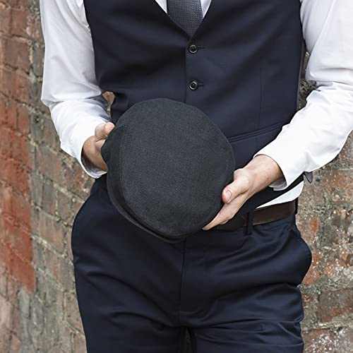 Newsboy Cap For Men, Flat Cap, Ivy Hat, Mens Caps, Gatsby Hat 100% Linen Newsboy (Black, X-Large) #TOP3