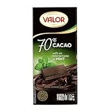 Valor Dark Chocolate Bar - 70% Dark Chocolate with Mint, Deliciously Smooth Dark Chocolate Bars made with Fine Cacao, Gluten Free, Crafted by Master Chocolatiers, 100g Bar