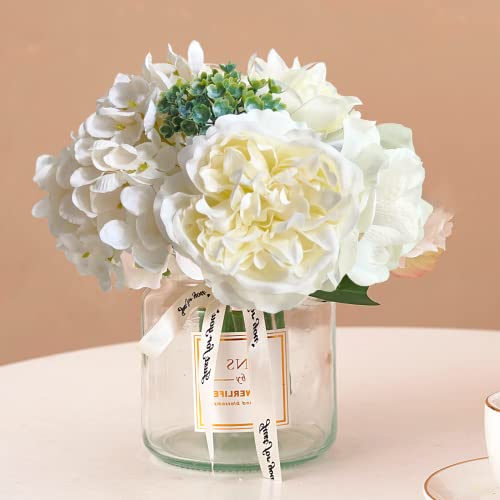 Astryas Fake Flowers With Vase, Artificial White Flowers In Vase, Table Centerpieces For Dining Room, Faux Flower Arrangements, Living Room Bathroom Plant Decor, Centerpiece Table Decorations #TOP9