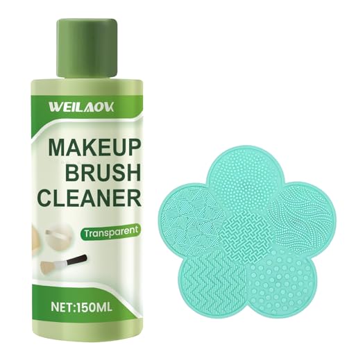 WEILAOK Limpiador Brochas Maquillaje, Makeup Brush Cleaner, Limpiador Líquido con Estropajo, Eficaz para Eliminar la Suciedad y las Impurezas Para Pinceles de Maquillaje, Esponja para Polvos, 150ml