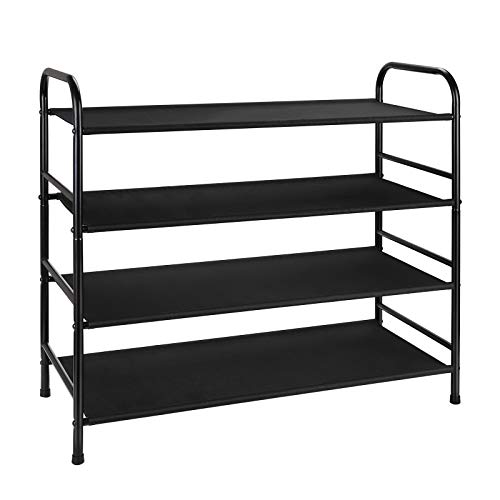 Giotorent 4-Tier Shoe Rack Storage Organizer Unit Fabric Shoe Shelf Space Saving For Entryway Door Closet (Black, 4-Tier) #TOP7