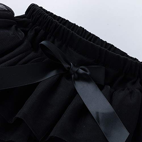 Anbaby Baby Girls Soft Tutu Skirt Toddler Ruffled Pants Diaper Cover Black 0-3M #TOP3