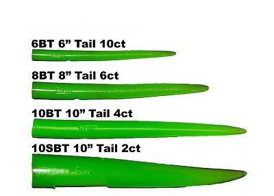 RONZ Lures Replacement Tails 6" 10ct (6BTGG) (Green Glow)