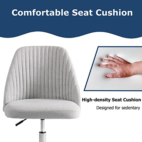 Office Chair Cute Desk Chair, Modern Fabric Home Office Desk Chairs With Wheels, Mid-Back Armless Vanity Swivel Task Chair For Small Space, Living Room, Make-Up, Studying #TOP4