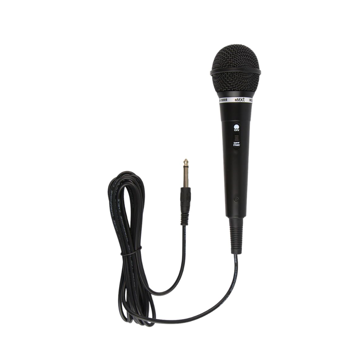 Microfone MXT M-1800B Plastico Preto com Fio 3 Metros OD 4 MM
