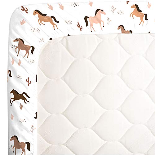 Nojo Desert Sunset Horse Tan, Taupe, Brown & White Super Soft Fitted Crib Sheet, Tan, Brown, Grey, White , 52X28X8 Inch (Pack Of 1) #TOP1