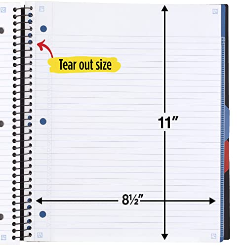 Five Star Caderno espiral avançado + aplicativo de estudo, 3 matérias, papel pautado universitário,