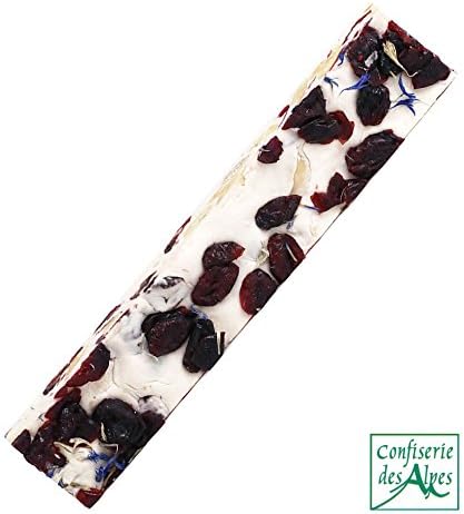 Soft White Nougat Candy Bar with Cranberries, Blue Cornflowers and Almonds | Handcrafted in France by Maffren | 100 Gram