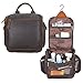 Masa Kawa Leather Hanging Travel Toiletry Bag for Men Portable Expandable Camping Cosmetics Makeup Toiletries Organizer Vintage Bathroom Shaving Kit Brown Wash Bags