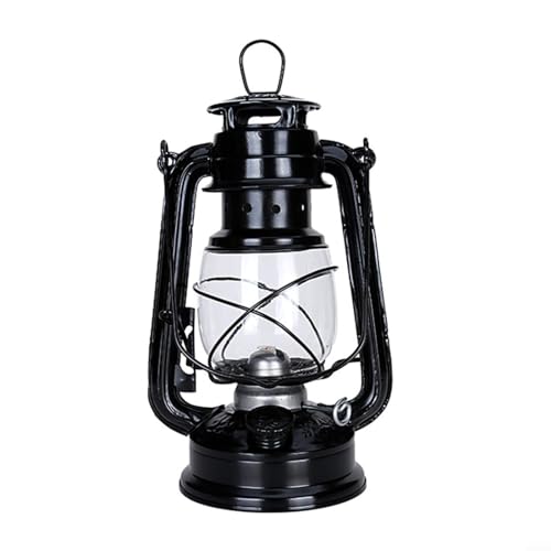 BlissfulAbode oljelampa, vintage stormlykta, retro fotogenlampa, vintage hängande brinnande lykta för inomhus, utomhusbruk (svart-25 cm)