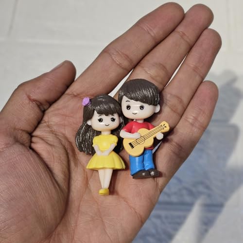 Image of Miniature Guitar Couple Figurine for Mini Garden Decor Dollhouse Accessories Fairy Garden Showpiece Gift Item for Home Office Desk