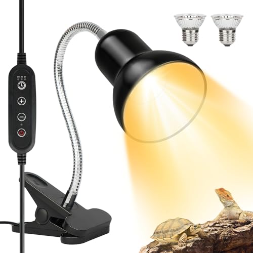 Reptile Heat Lamps, UVA/UVB Turtle Heat Lamp,Turtle Aquarium Light Bulbs, Heating Lamps with Cycle Timer, 360° Rotatable Heat Lamp for Lizard Turtle Snake Aquarium Aquatic Plants,2 Heat Bulbs 110V