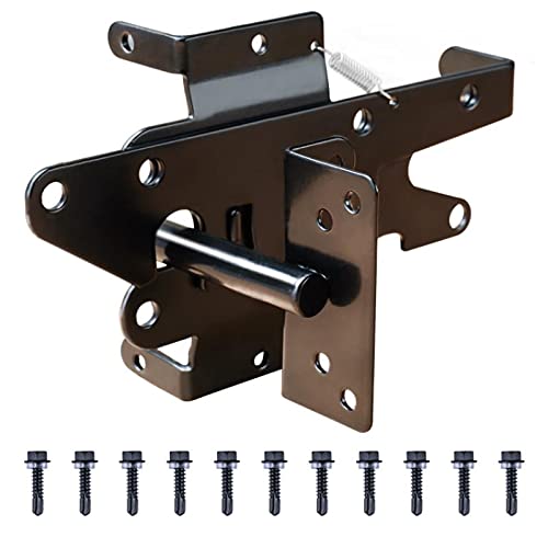 Bordersmover Heavy Duty Gate Latch, Post Mount Automatic Self-Closing Door Latch,for Wooden/Vinyl Fence, Pool,Garden Outdoor, W/Mounting Screws (Black) by BORDERSMOVER - Used condition - US$17.24