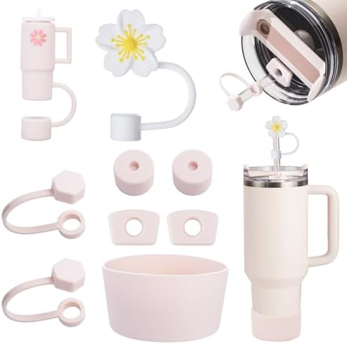 Mity Rain Zubehör-Set Für Stanley-Becher – Mit 2 Strohhalmdeckeln, 4 Auslaufsicheren Stopfen & 2 Glitzer-Schutzfüßen (blau/grün)