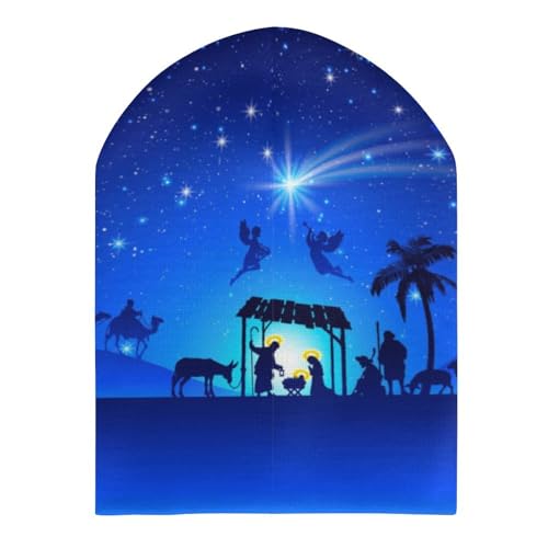 Christmas Christian Nativity Scene Kids Beanie Hat for for Girls Boys Children Cap Winter Knitted Chemo Cancer Headwear Accessories Gifts Decoration Black3