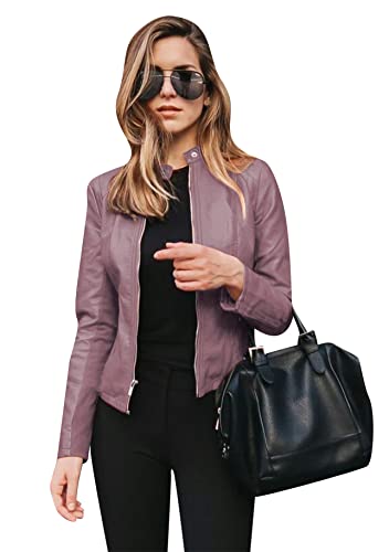 Veste courte en simili cuir femme manteau automne hiver motocycliste mince